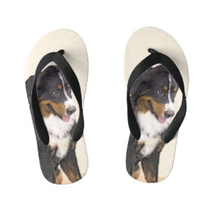 Bernese Mountain Dog Painting - Original Dog Art Kid's Jandals