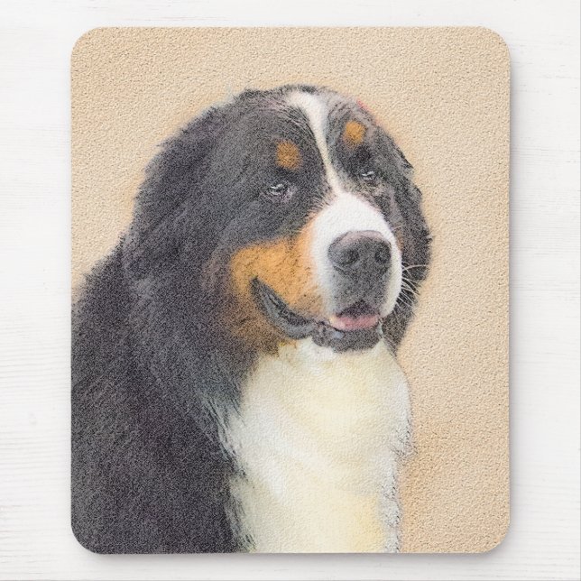 Bernese Mountain Dog Painting - Original Dog Art Mouse Pad (Front)