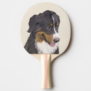 Bernese Mountain Dog Painting - Original Dog Art Ping Pong Paddle