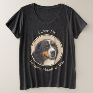 Bernese Mountain Dog Painting - Original Dog Art Plus Size T-Shirt
