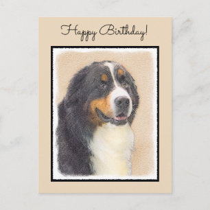 Bernese Mountain Dog Painting - Original Dog Art Postcard