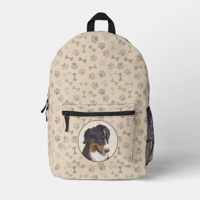 Bernese Mountain Dog Painting - Original Dog Art Printed Backpack (Front)