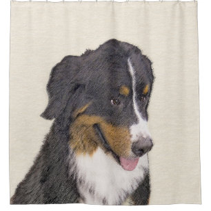 Bernese Mountain Dog Painting - Original Dog Art Shower Curtain