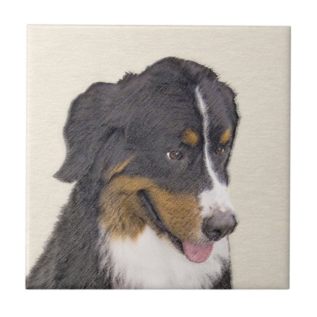 Bernese Mountain Dog Painting - Original Dog Art Tile (Front)