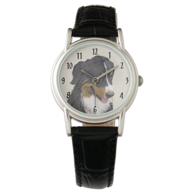 Bernese Mountain Dog Painting - Original Dog Art Watch (Front)