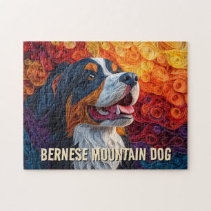 Bernese Mountain Dog Paper Quilling Art Portrait Jigsaw Puzzle