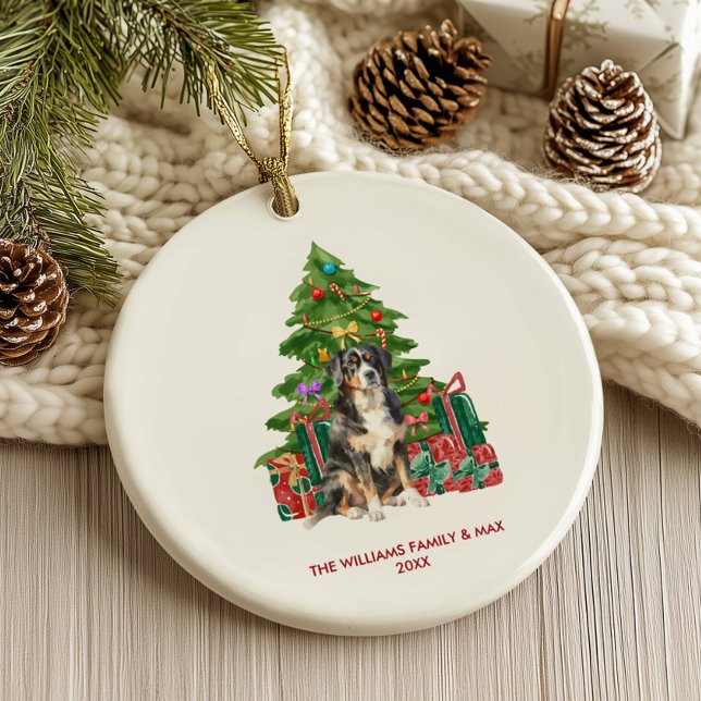 Bernese Mountain Dog Personalised Christmas Ceramic Tree Decoration (Creator Uploaded)
