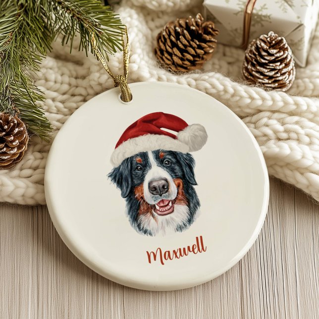 Bernese Mountain Dog Personalised Christmas  Ceramic Tree Decoration (Creator Uploaded)