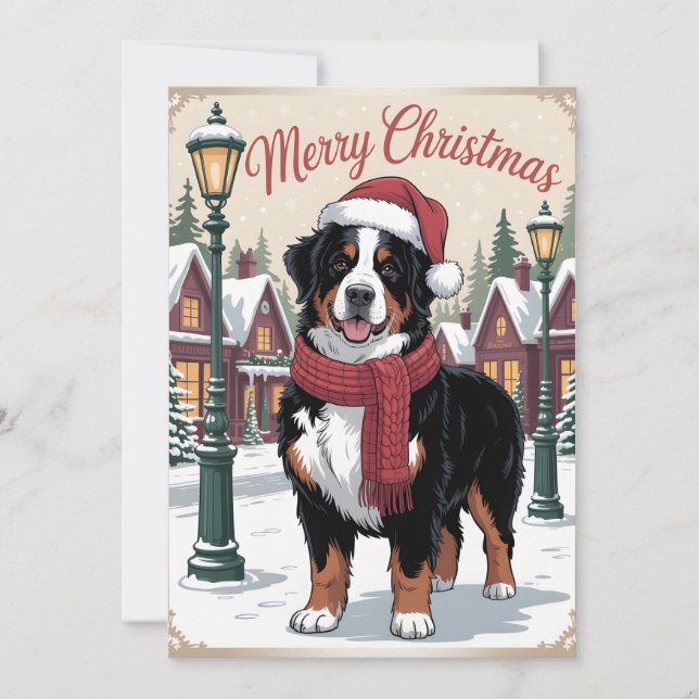 Bernese mountain dog personalized Christmas  Holiday Card (Front)