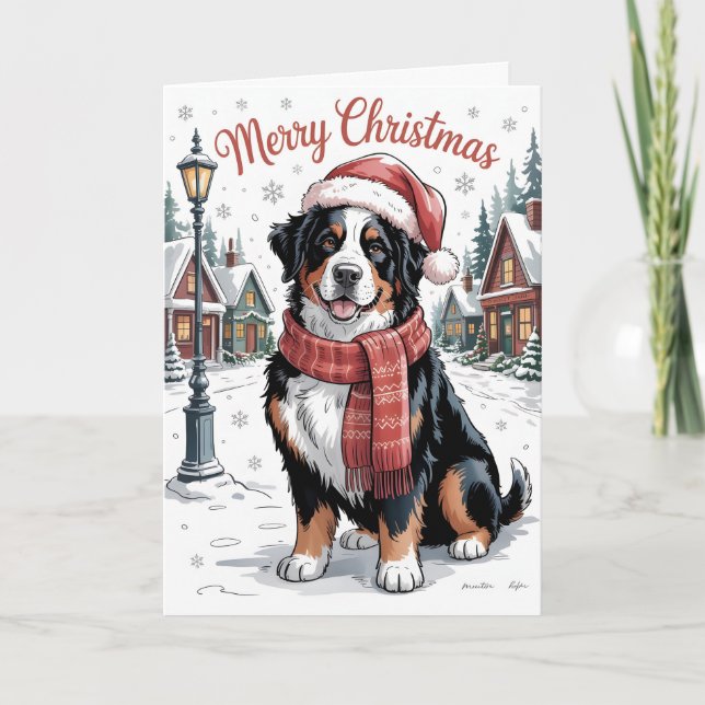Bernese mountain dog personalized Christmas  Holiday Card (Front)
