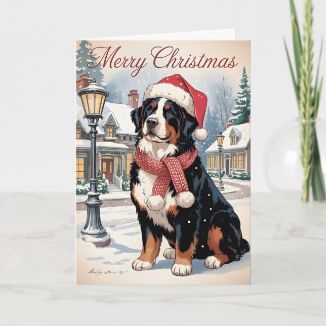 Bernese mountain dog personalized Christmas  Holiday Card (Front)