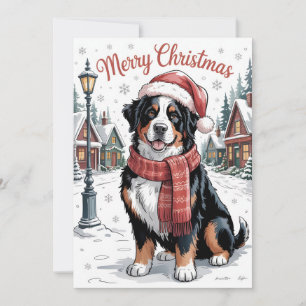 Bernese mountain dog personalized Christmas Holiday Card