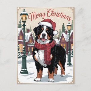 Bernese mountain dog personalized Christmas  Holiday Postcard