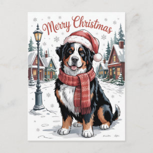 Bernese mountain dog personalized Christmas  Holiday Postcard