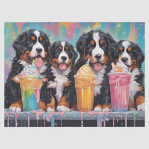 Bernese Mountain Dog Puppies drinking milkshakes Tissue Paper