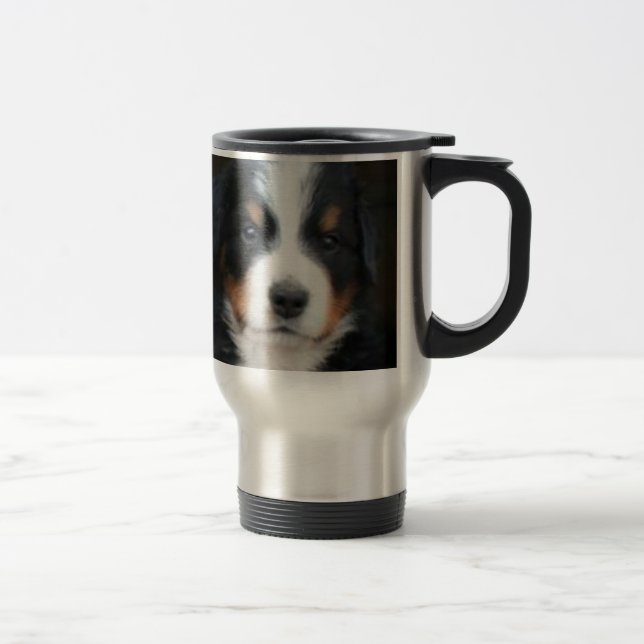 Bernese mountain dog puppies travel mug (Right)
