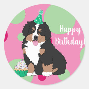 Bernese Mountain Dog Puppy Birthday Classic Round Sticker