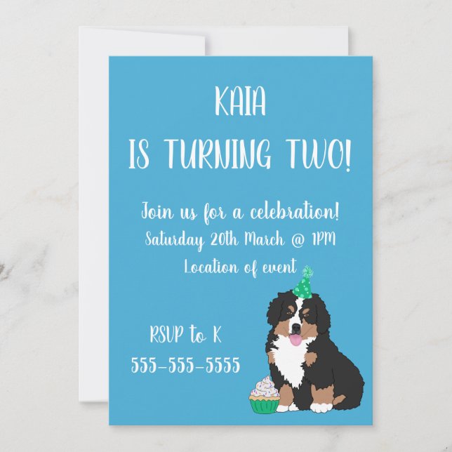 Bernese Mountain Dog Puppy Birthday Invitation (Front)