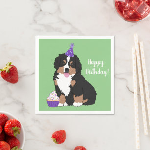 Bernese Mountain Dog Puppy Birthday Napkin