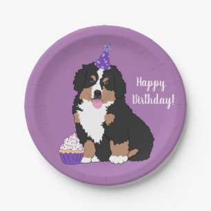 Bernese Mountain Dog Puppy Birthday   Paper Plate