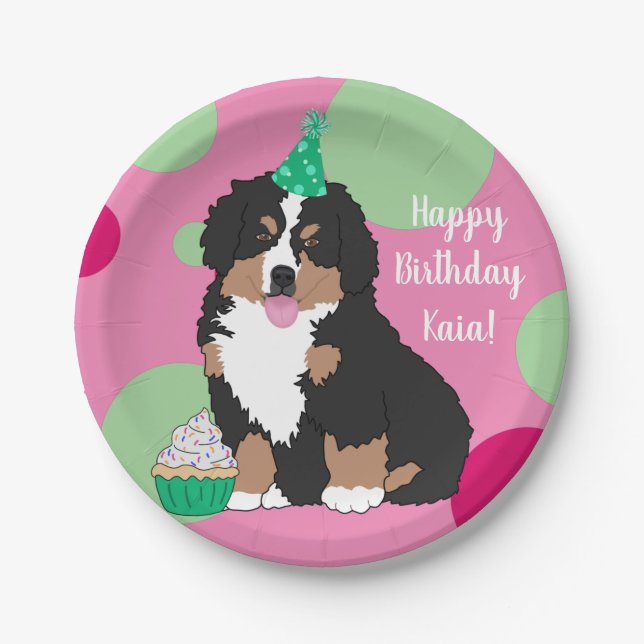 Bernese Mountain Dog Puppy Birthday  Paper Plate (Front)