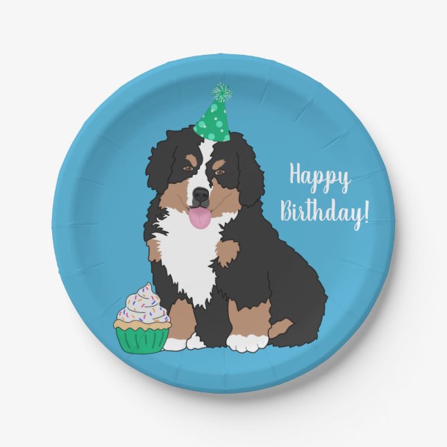 Bernese Mountain Dog Puppy Birthday   Paper Plate (Front)