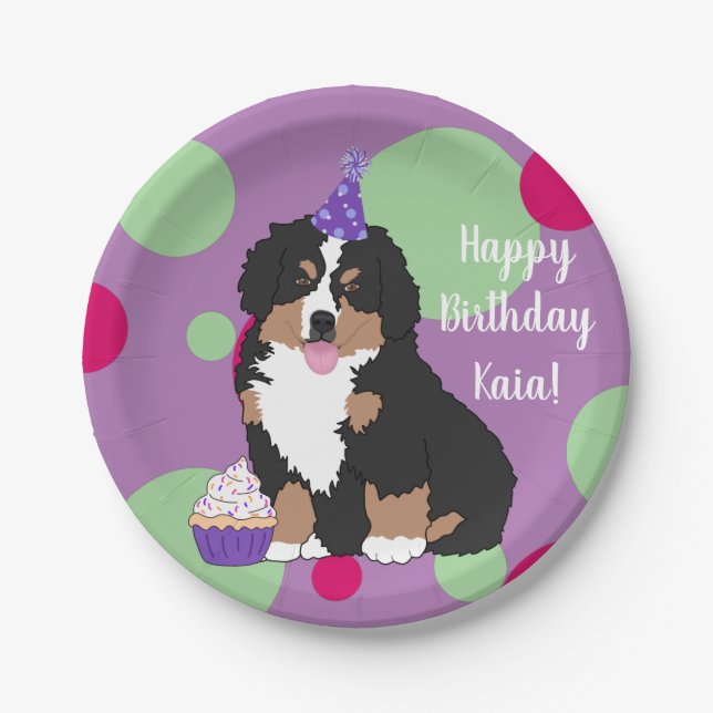 Bernese Mountain Dog Puppy Birthday Paper Plate (Front)