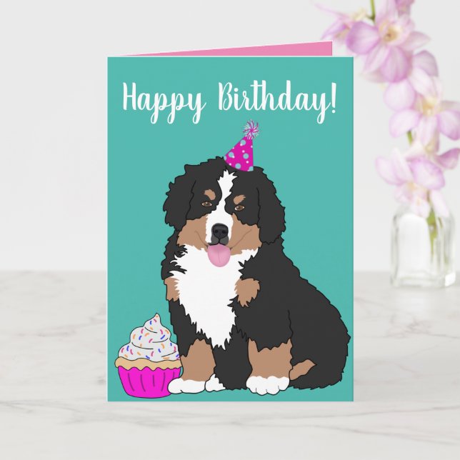 Bernese Mountain Dog Puppy Card (Orchid)