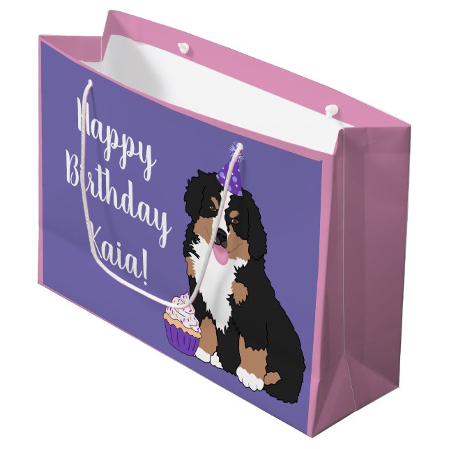 Bernese Mountain Dog Puppy Large Gift Bag (Front Angled)