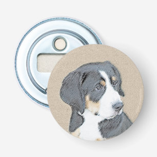 Bernese Mountain Dog Puppy Painting - Original Art Bottle Opener