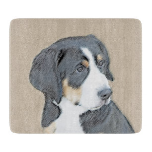 Bernese Mountain Dog Puppy Painting - Original Art Cutting Board