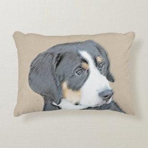 Bernese Mountain Dog Puppy Painting - Original Art Decorative Cushion