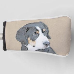 Bernese Mountain Dog Puppy Painting - Original Art Golf Head Cover