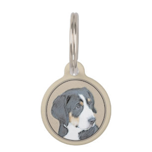 Bernese Mountain Dog Puppy Painting - Original Art Pet Tag