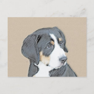 Bernese Mountain Dog Puppy Painting - Original Art Postcard