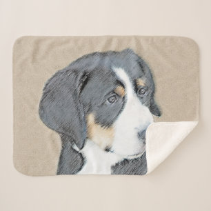 Bernese Mountain Dog Puppy Painting - Original Art Sherpa Blanket