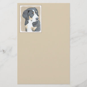 Bernese Mountain Dog Puppy Painting - Original Art Stationery