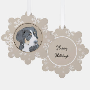 Bernese Mountain Dog Puppy Painting - Original Art Tree Decoration Card