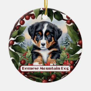 Bernese Mountain Dog Puppy Personalised Christmas Ceramic Tree Decoration