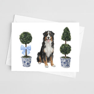 Bernese Mountain Dog Puppy Topiary Watercolor Card