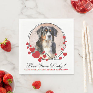 Bernese Mountain Dog Red Heart Frame with photo Napkin