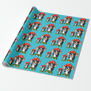 Bernese Mountain Dog Red Mushroom Cap Wrapping Paper