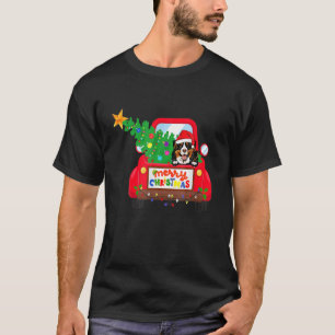 Bernese Mountain Dog Riding Red Truck Christmas Pa T-Shirt