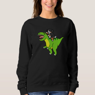 Bernese Mountain Dog Riding Rex Dinosaur Dog Sweatshirt