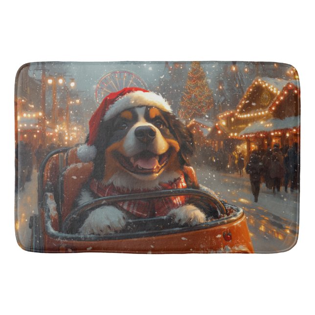 Bernese Mountain Dog Roller Coaster Christmas  Bath Mat (Front)