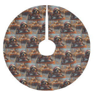 Bernese Mountain Dog Roller Coaster Christmas Brushed Polyester Tree Skirt