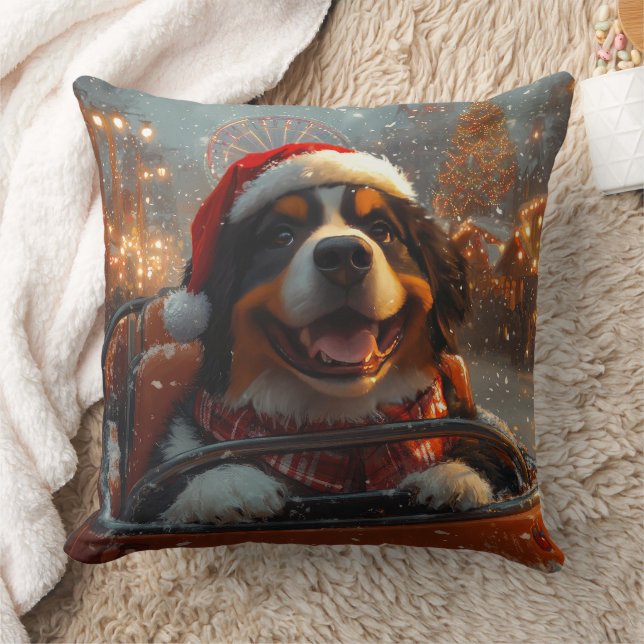 Bernese Mountain Dog Roller Coaster Christmas  Cushion (Blanket)