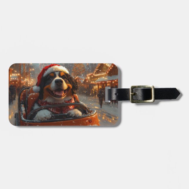Bernese Mountain Dog Roller Coaster Christmas  Luggage Tag (Front Horizontal)