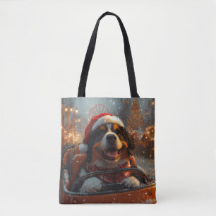 Bernese Mountain Dog Roller Coaster Christmas Tote Bag