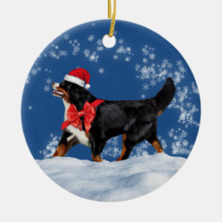 Bernese Mountain Dog Santa Christmas Ornament